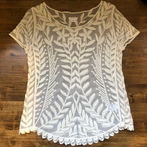 Sheer lace cream blouse